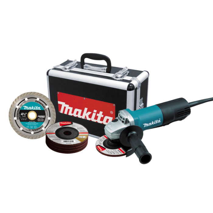 MAKITA 4-1/2" ANGLE GRINDER WITH
STEEL CASE, GRINDING WHEELS &
DIAMOND BLADE - Marling Lumber & HomeWorks--River St.