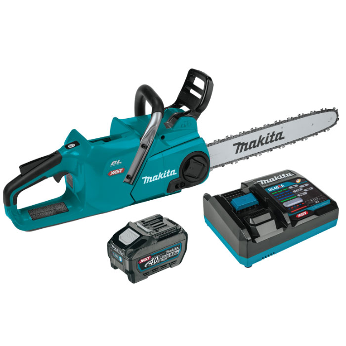 Makita 18" Chainsaw 40vlt. Kit
Includes GCU06Z Chainsaw,
BL4050F 5ah. Battery, Charger - Marling Lumber & HomeWorks--River St.