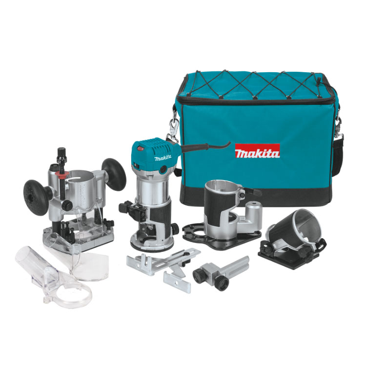 MAKITA 1-1/4 H.P 
COMPACT ROUTER KIT
PLUNGE/FIXED/D/OFFSET BASE - Marling Lumber & HomeWorks--River St.