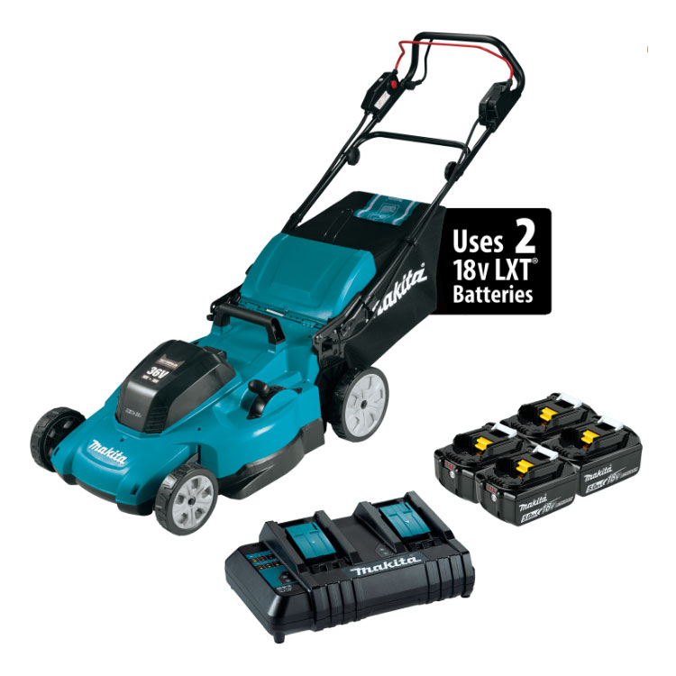 Makita 36V (18V X2) LXT® 21"
Self-Propelled Lawn Mower Kit
with 4 Batteries (5.0Ah) - Marling Lumber & HomeWorks--River St.