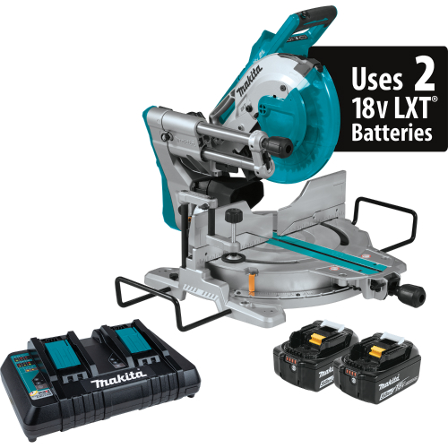 Makita X2 (36vlt.) BL 10"
Dual-Bevel Sliding Compound
Mitre Saw w/Laser Kit includes
XSL06Z 10" saw 2 BL1850
Batteries 1 DC18RD Dual Port
Charger 1 Vert. Vise 1 Dust Bag - Marling Lumber & HomeWorks--River St.
