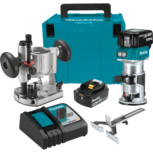 Makita 18vlt. BL Compact Router
Kit
Includes BL1850 Battery
Charger, Plunge Base, Edge Guide
Hard Box Carrying Case - Marling Lumber & HomeWorks--River St.